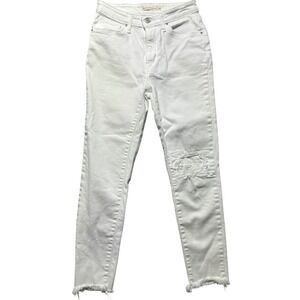 Levi's 721 High Rise Skinny Ankle Jeans White Distressed Frayed Hem‎ Size 27